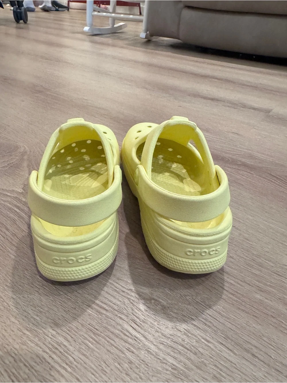 CROCS Kids Lemon Yellow Mary Jane Clog Sandals